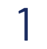 A blue number one on top of a white background.